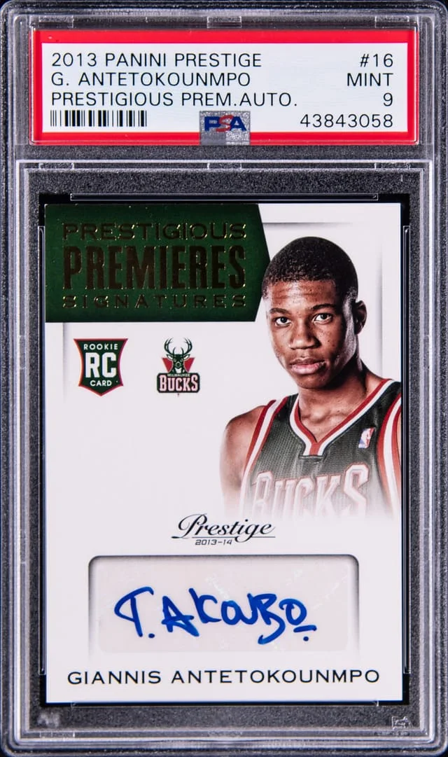 2013 Panini Prestige Giannis Antetokounmpo Prestigious Premieres Autographs #16 card image