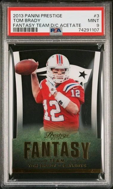 2013 Panini Prestige Tom Brady Fantasy Team Die-Cut Acetate #3 card image