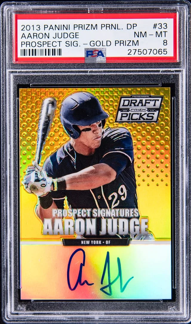 2013 Panini Prizm Aaron Judge Perennial Draft Picks Prospect Signatures Gold #33 card image