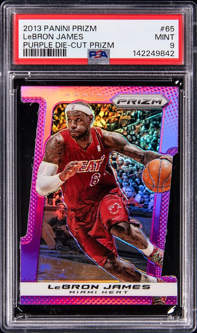 2013 Panini Prizm LeBron James Purple Die-Cut Prizm #65 card image