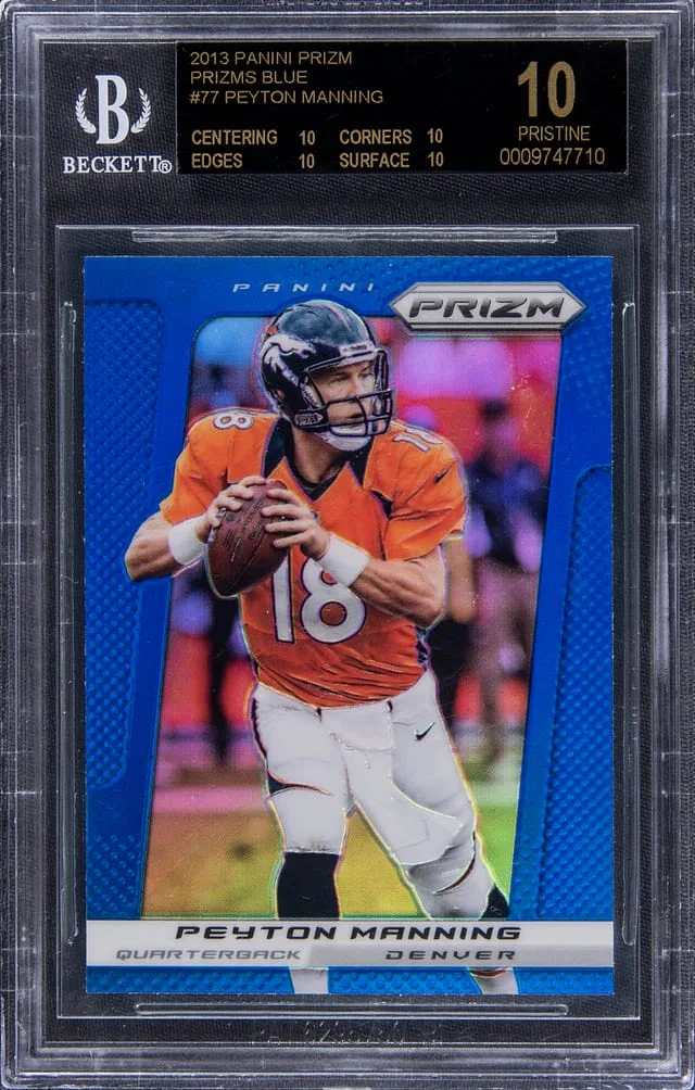 2013 Panini Prizm Peyton Manning Prizms Blue #77 card image