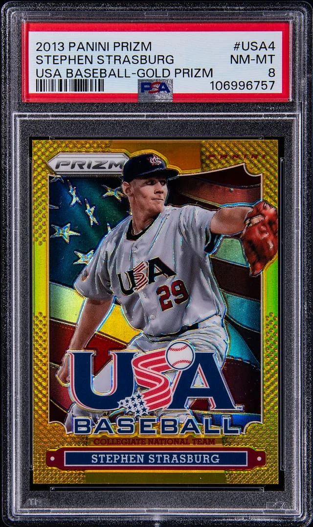 2013 Panini Prizm Stephen Strasburg USA Baseball Gold Prizm #USA4 card image