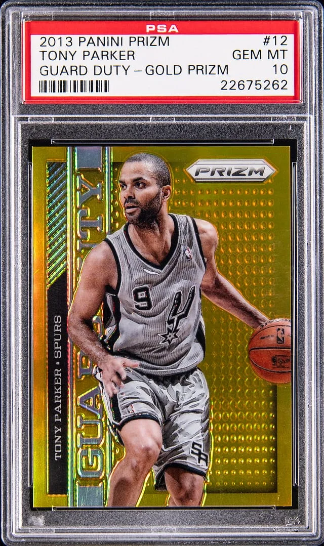 2013 Panini Prizm Tony Parker Guard Duty Gold Prizm #12 card image