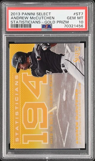 2013 Panini Select Andrew McCutchen Statisticians Gold Prizm #ST7 card image