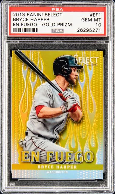 2013 Panini Select Bryce Harper En Fuego Gold Prizm #EF1 card image