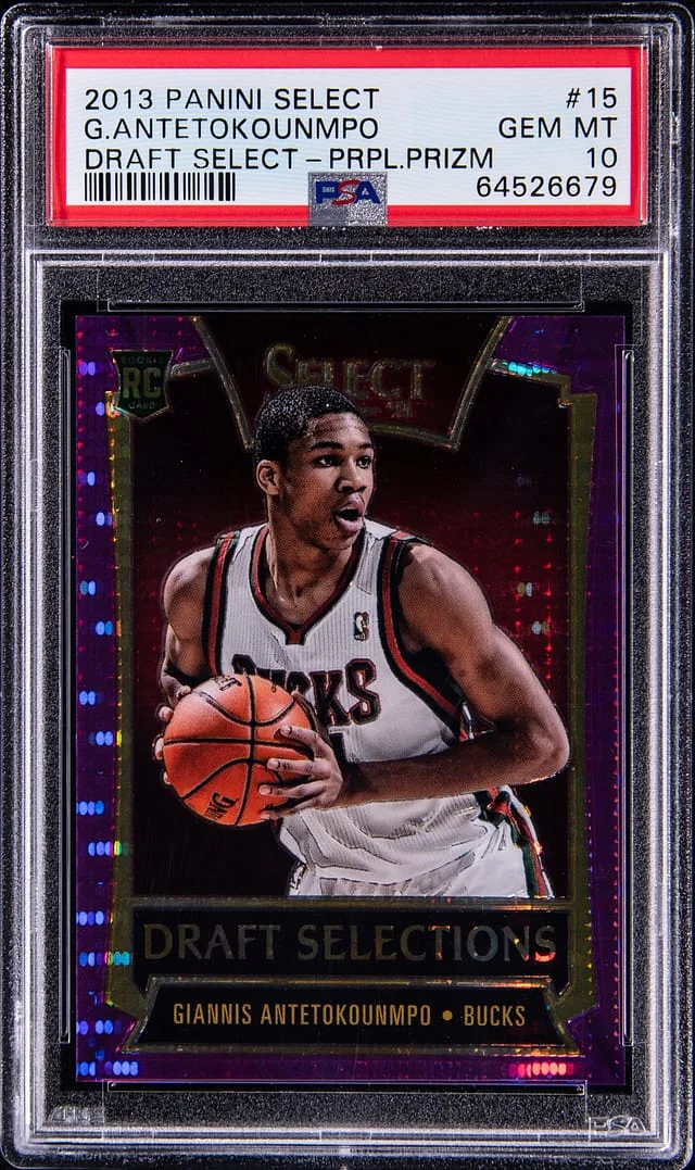 2013 Panini Select Giannis Antetokounmpo Draft Selections Purple Prizm #15 card image
