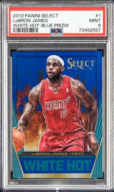 2013 Panini Select LeBron James White Hot Blue Prizm #1 card image