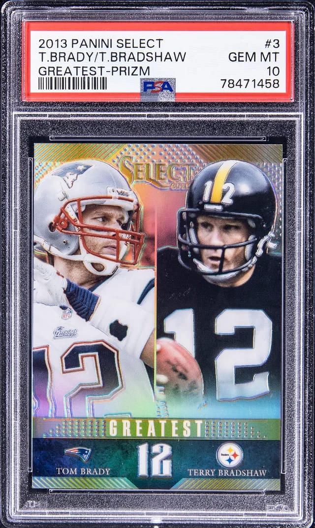 2013 Panini Select Tom Brady/Terry Bradshaw Greatest Prizm #3 card image