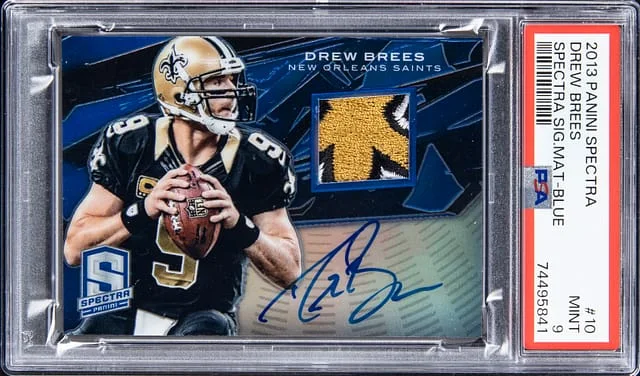 2013 Panini Spectra Drew Brees Spectra Signature Material - Blue #10 card image