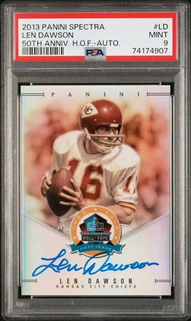 2013 Panini Spectra Len Dawson 50th Anniversary Hall Of Fame Autographs #LD card image