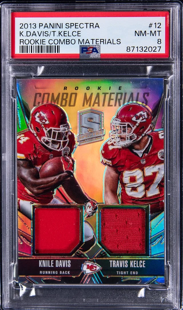 2013 Panini Spectra Travis Kelce/Knile Davis Combo Materials #12 card image