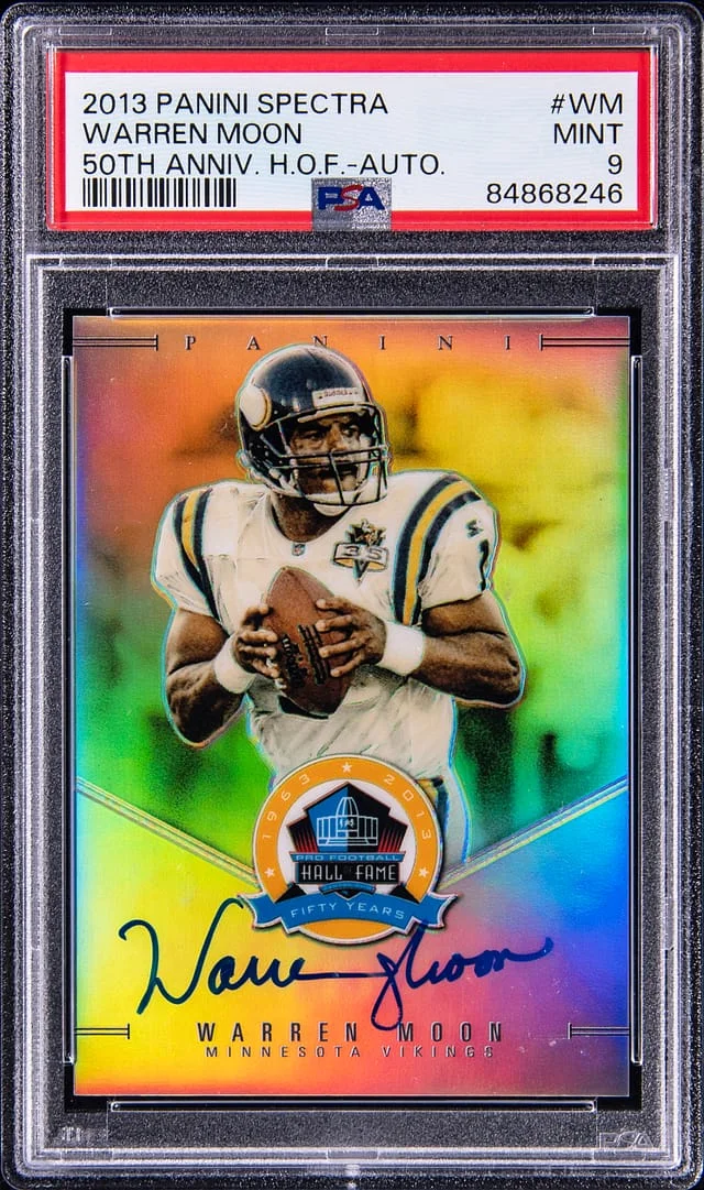 2013 Panini Spectra Warren Moon 50th Anniversary Hall of Fame Autograph #WM card image