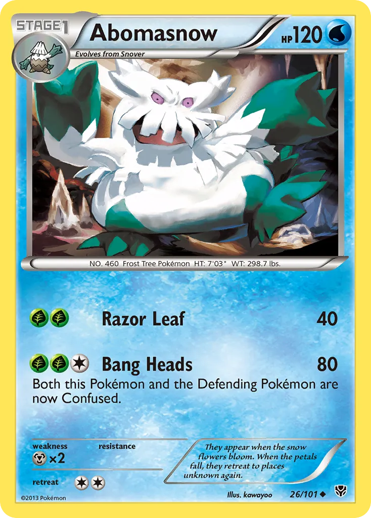2013 Plasma Blast Abomasnow Uncommon #026/101 Uncommon card image