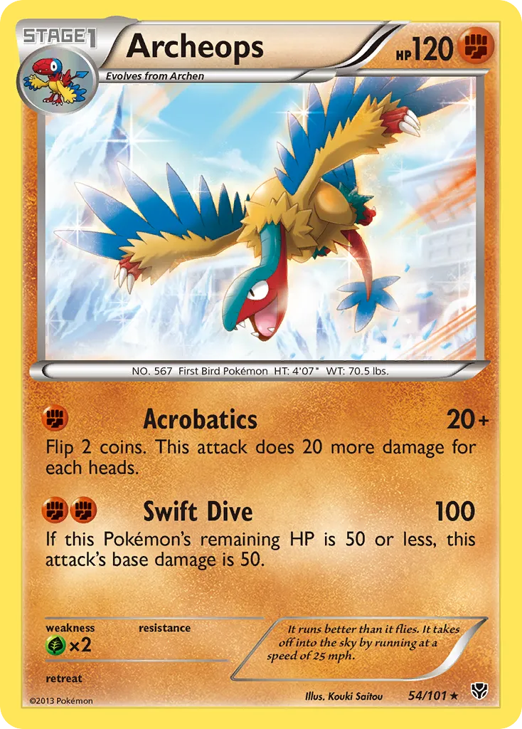 2013 Plasma Blast Archeops Rare Holo #054/101 Rare Holo card image