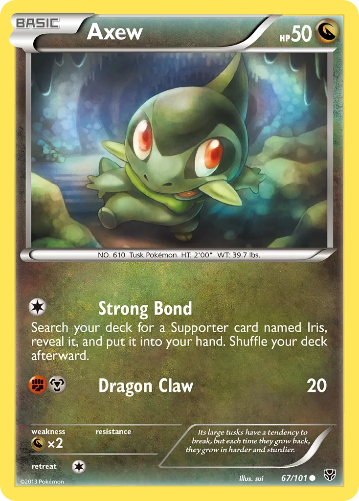 2013 Plasma Blast Axew Common #067/101 Common card image
