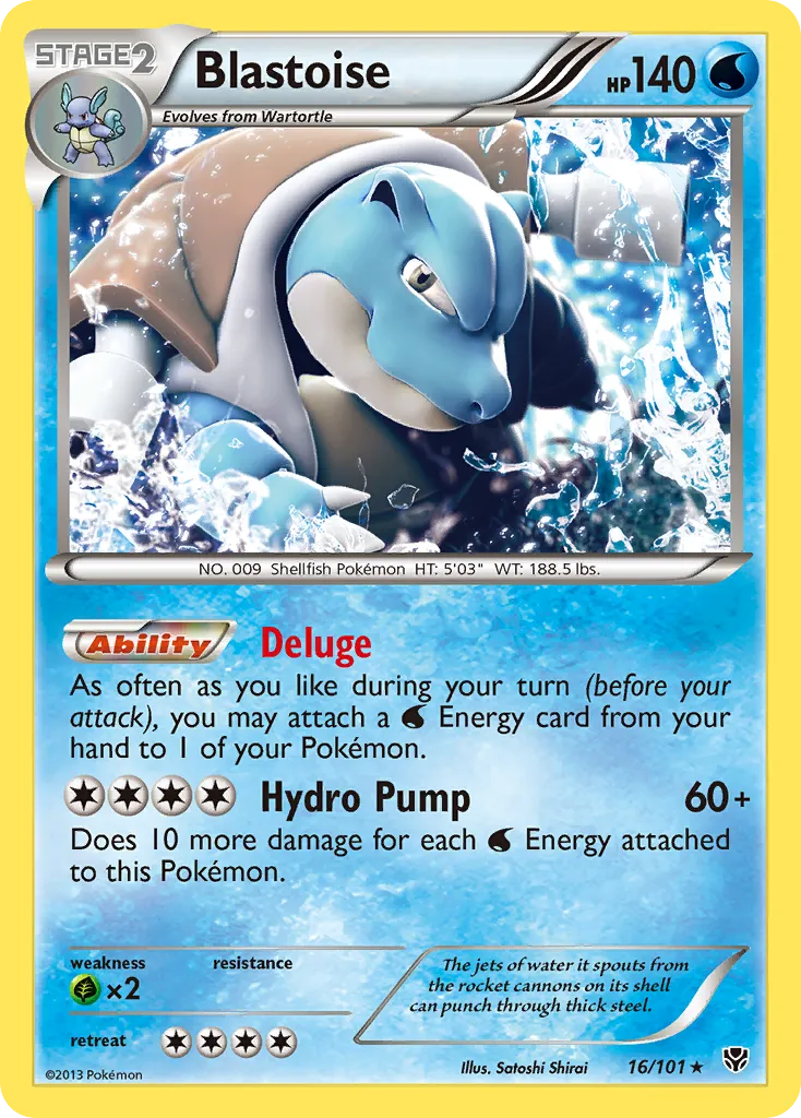 2013 Plasma Blast Blastoise Rare Holo #016/101 Rare Holo card image