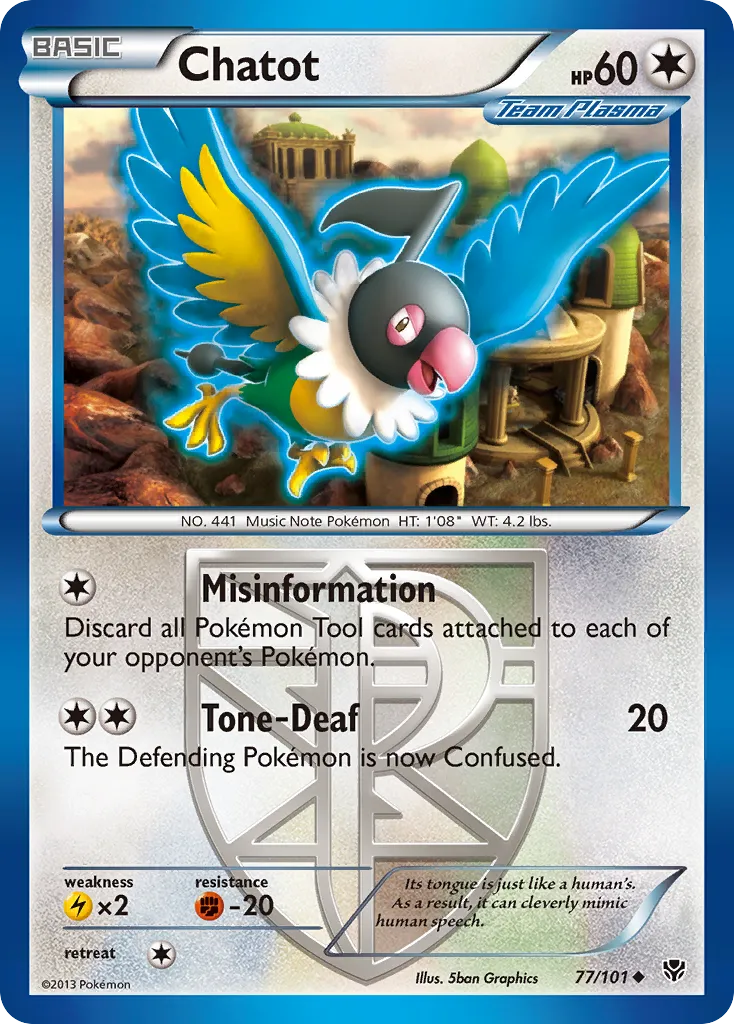 2013 Plasma Blast Chatot Uncommon #077/101 Uncommon card image