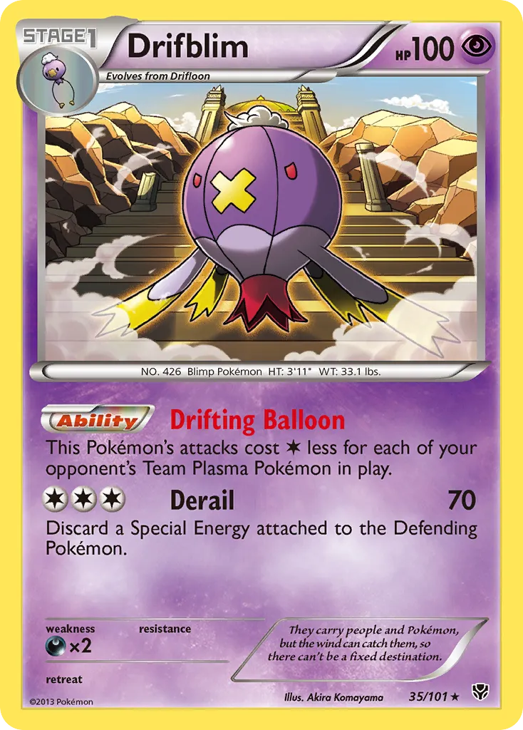 2013 Plasma Blast Drifblim Rare #035/101 Rare card image