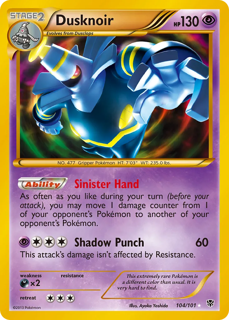 2013 Plasma Blast Dusknoir #104/101 Rare Secret card image