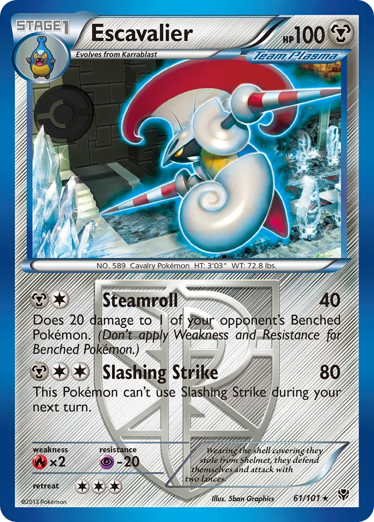 2013 Plasma Blast Escavalier Rare #061/101 Rare card image