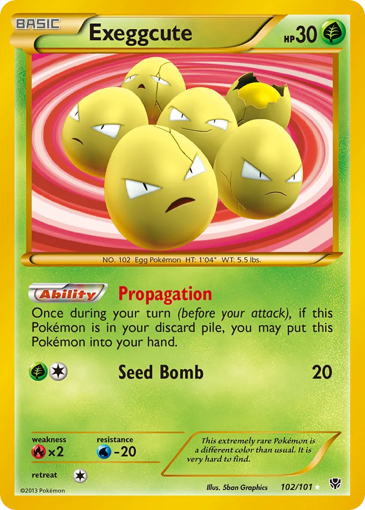 2013 Plasma Blast Exeggcute Rare Secret #102/101 Rare Secret card image