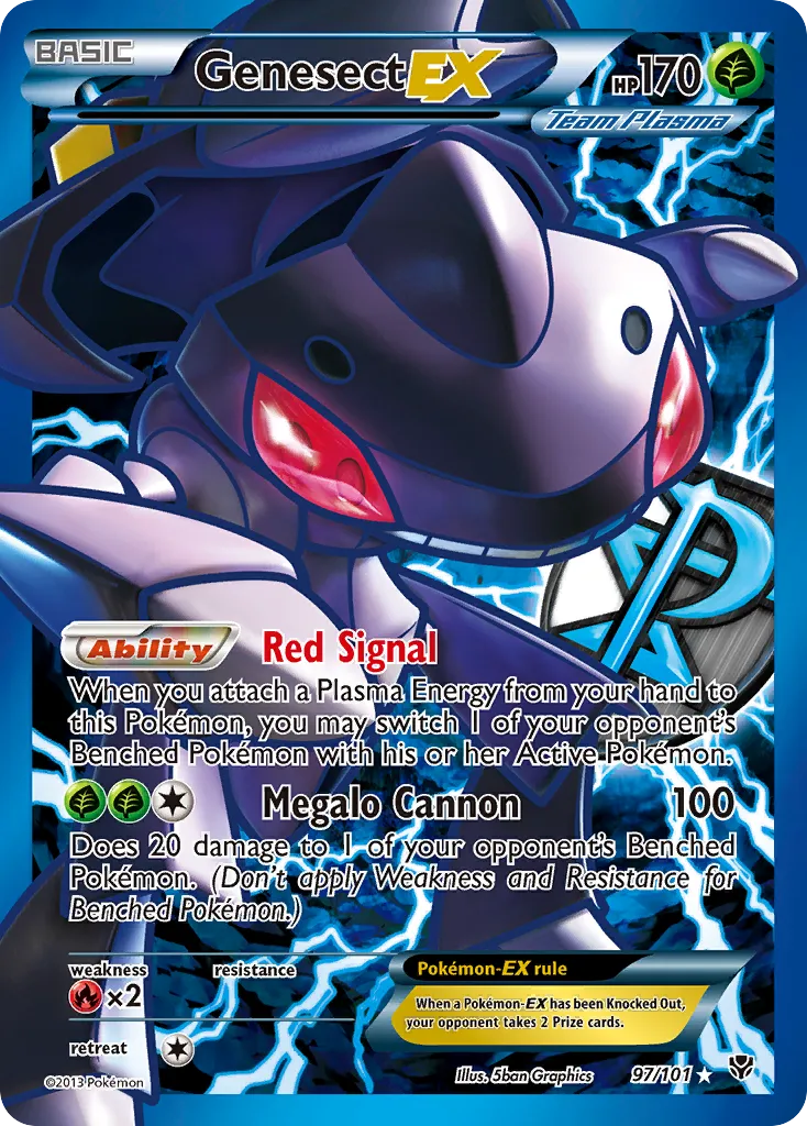 2013 Plasma Blast Genesect-EX #097/101 Rare Ultra card image