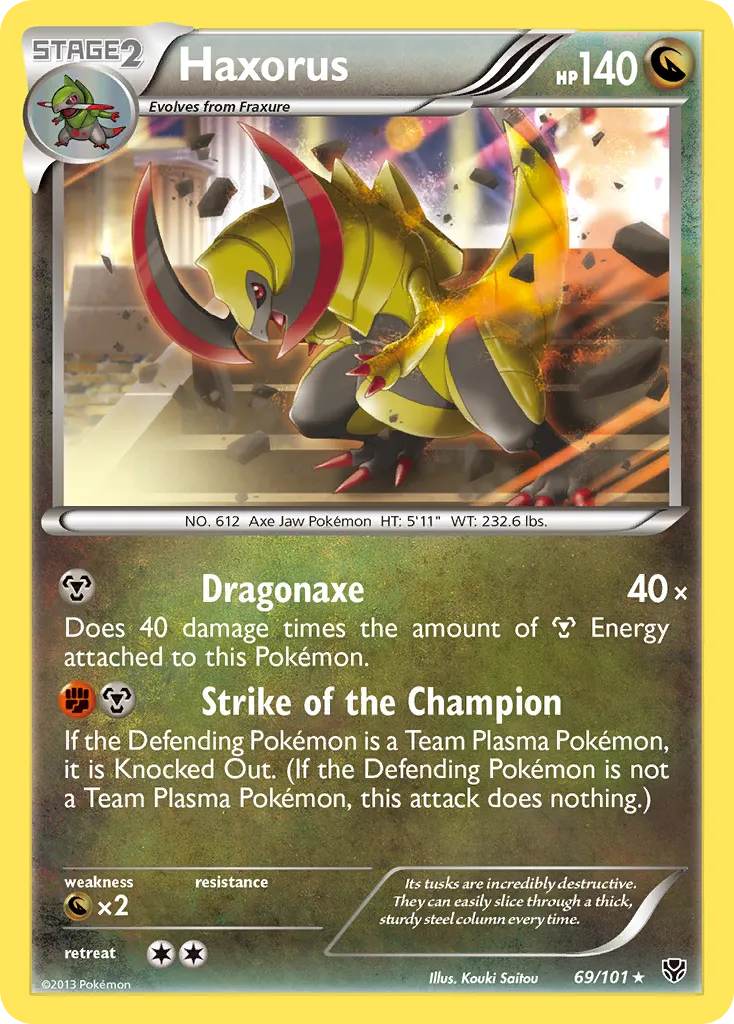 2013 Plasma Blast Haxorus #069/101 Rare Holo card image