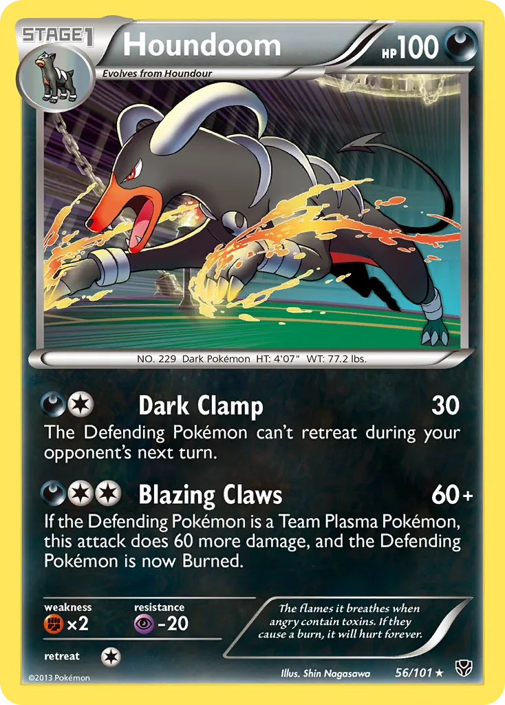 2013 Plasma Blast Houndoom Rare Holo #056/101 Rare Holo card image