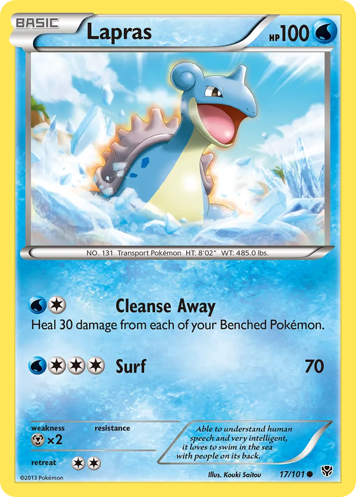 2013 Plasma Blast Lapras Common #017/101 Common card image