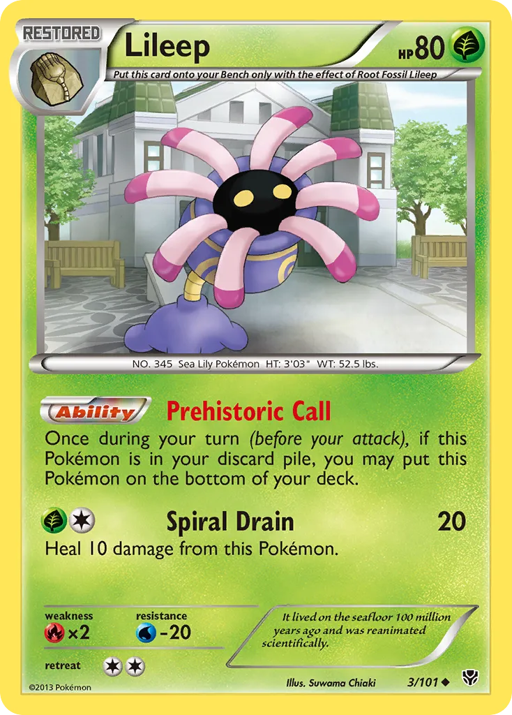 2013 Plasma Blast Lileep Uncommon #003/101 Uncommon card image