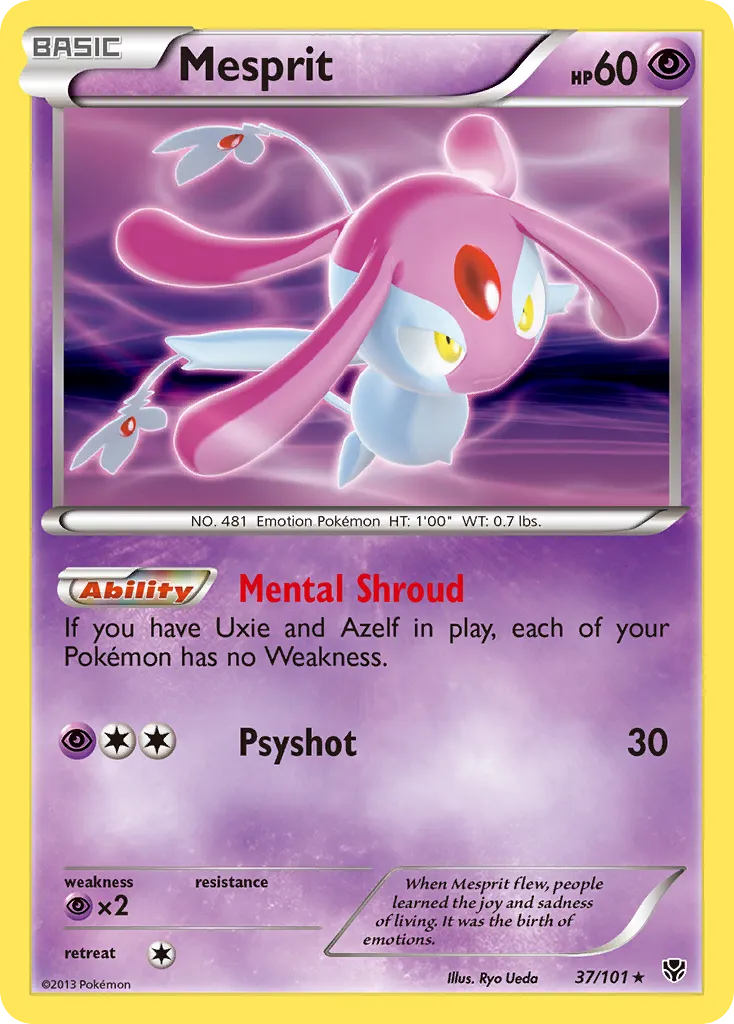 2013 Plasma Blast Mesprit Rare Holo #037/101 Rare Holo card image