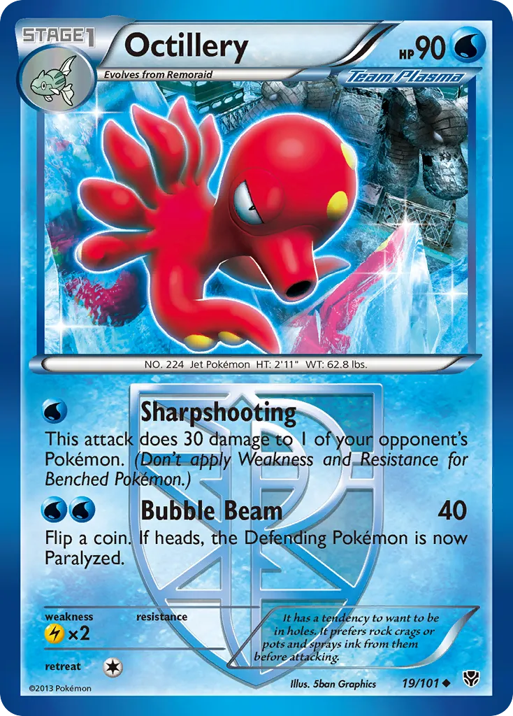 2013 Plasma Blast Octillery Uncommon #019/101 Uncommon card image