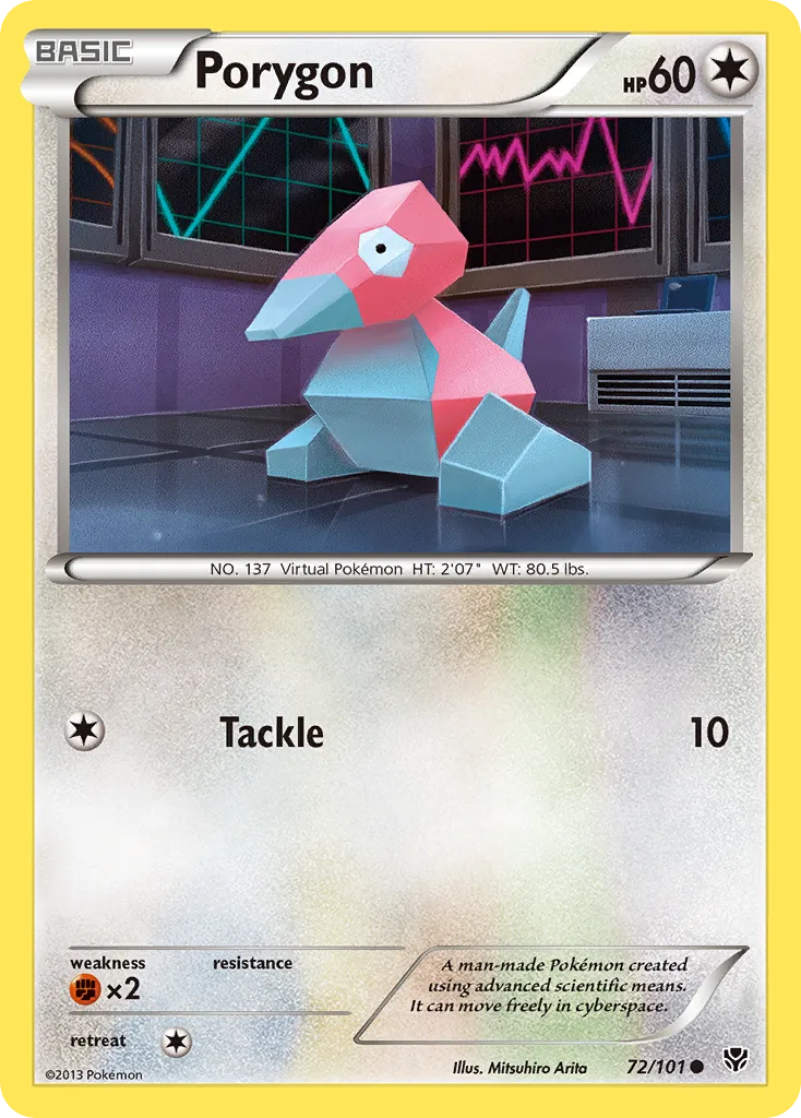 2013 Plasma Blast Porygon Common #072/101 Common card image