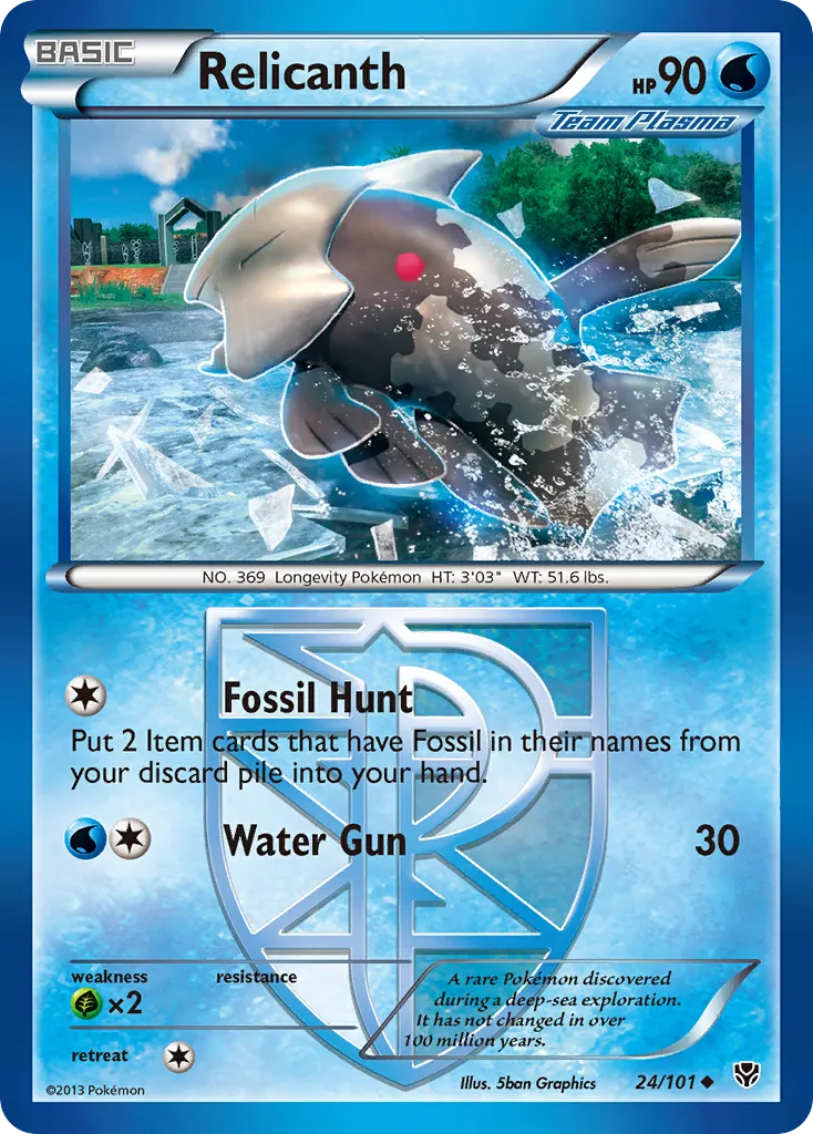 2013 Plasma Blast Relicanth Uncommon #024/101 Uncommon card image