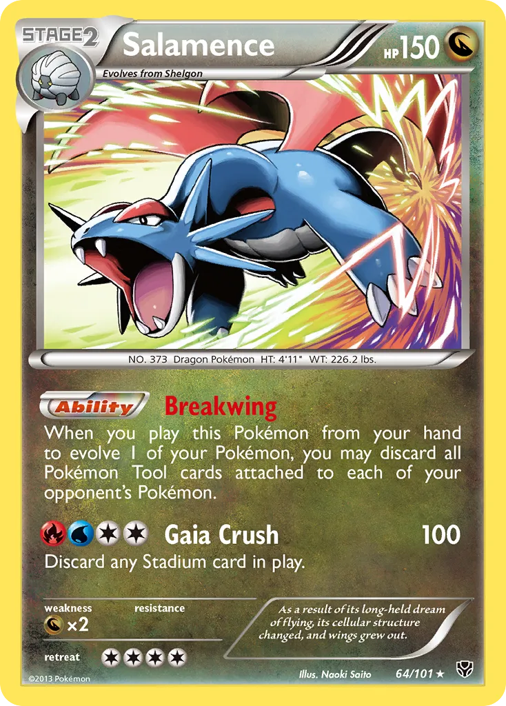 2013 Plasma Blast Salamence #064/101 Rare Holo card image