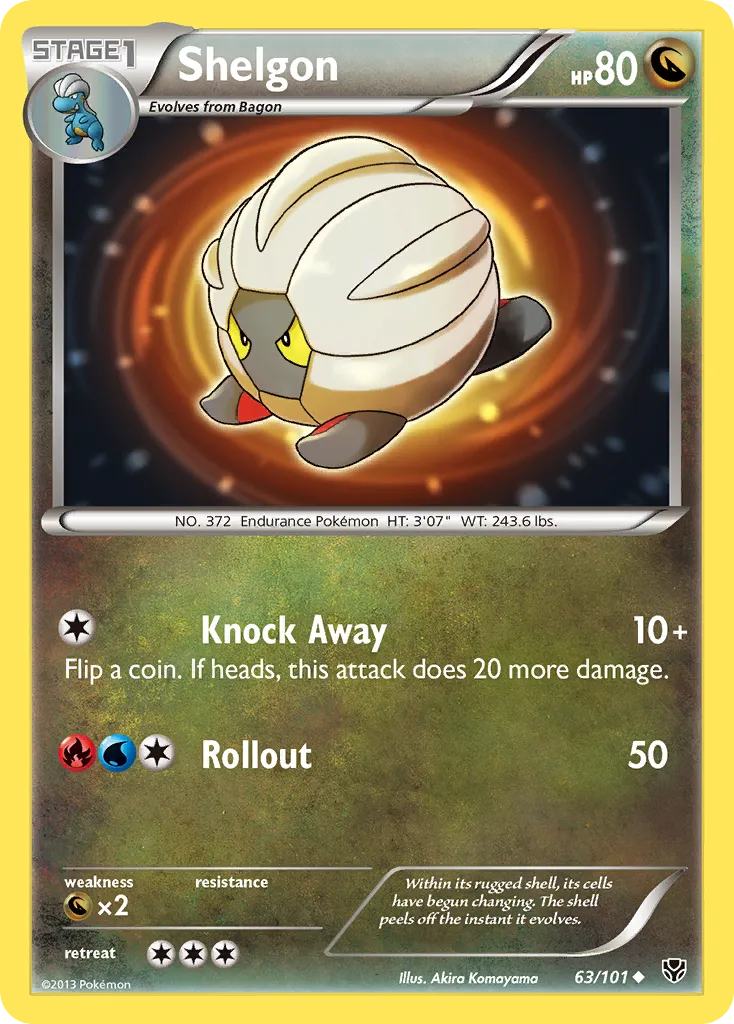 2013 Plasma Blast Shelgon Uncommon #063/101 Uncommon card image