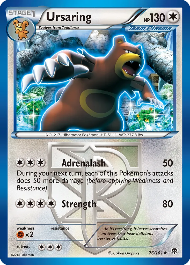 2013 Plasma Blast Ursaring Uncommon #076/101 Uncommon card image