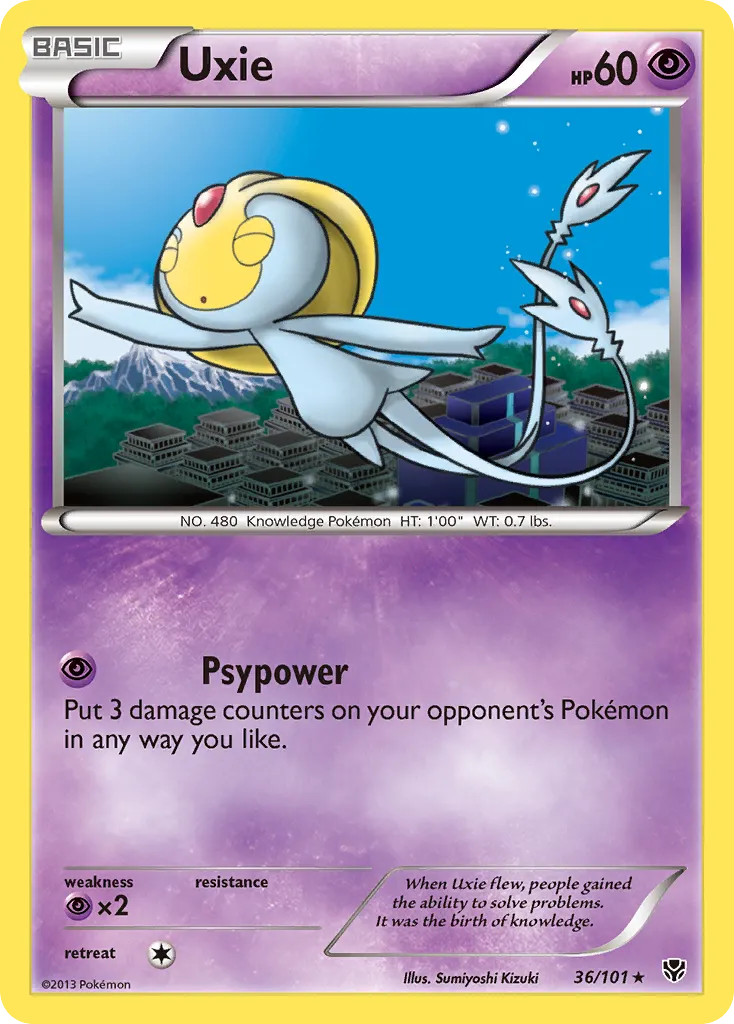 2013 Plasma Blast Uxie Rare #036/101 Rare card image