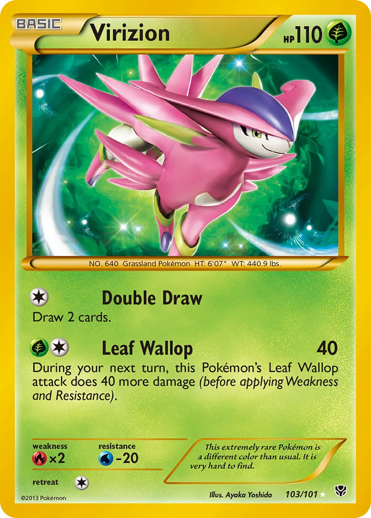 2013 Plasma Blast Virizion Rare Secret #103/101 Rare Secret card image