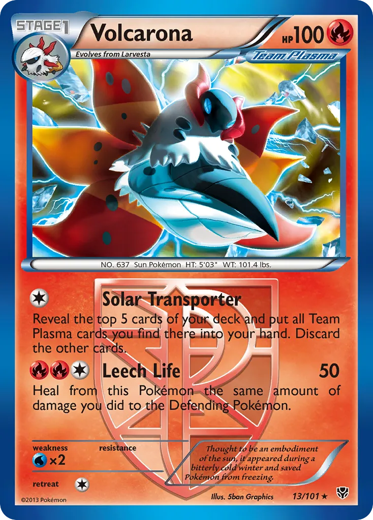 2013 Plasma Blast Volcarona #013/101 Rare card image