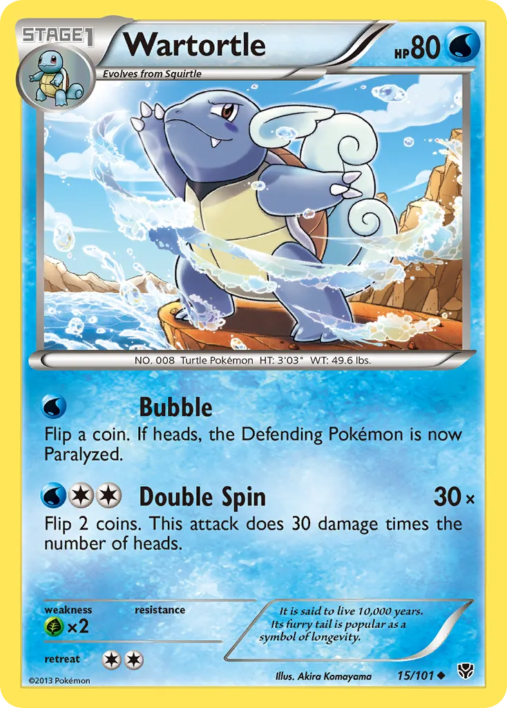 2013 Plasma Blast Wartortle Uncommon #015/101 Uncommon card image
