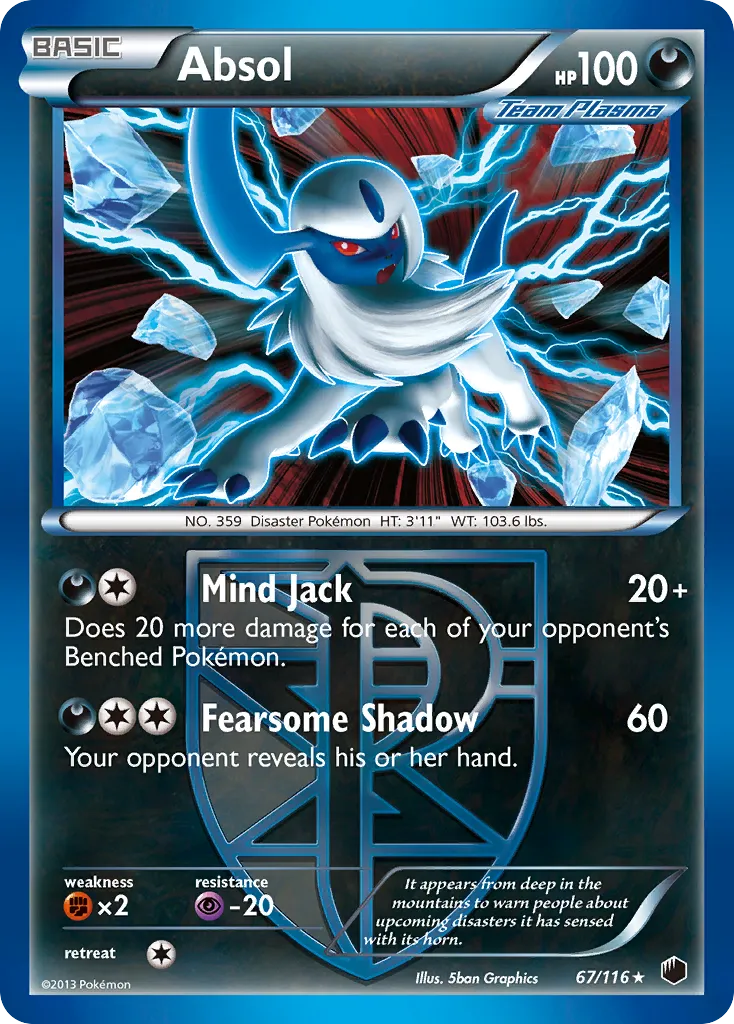 2013 Plasma Freeze Absol #067/116 Rare Holo card image