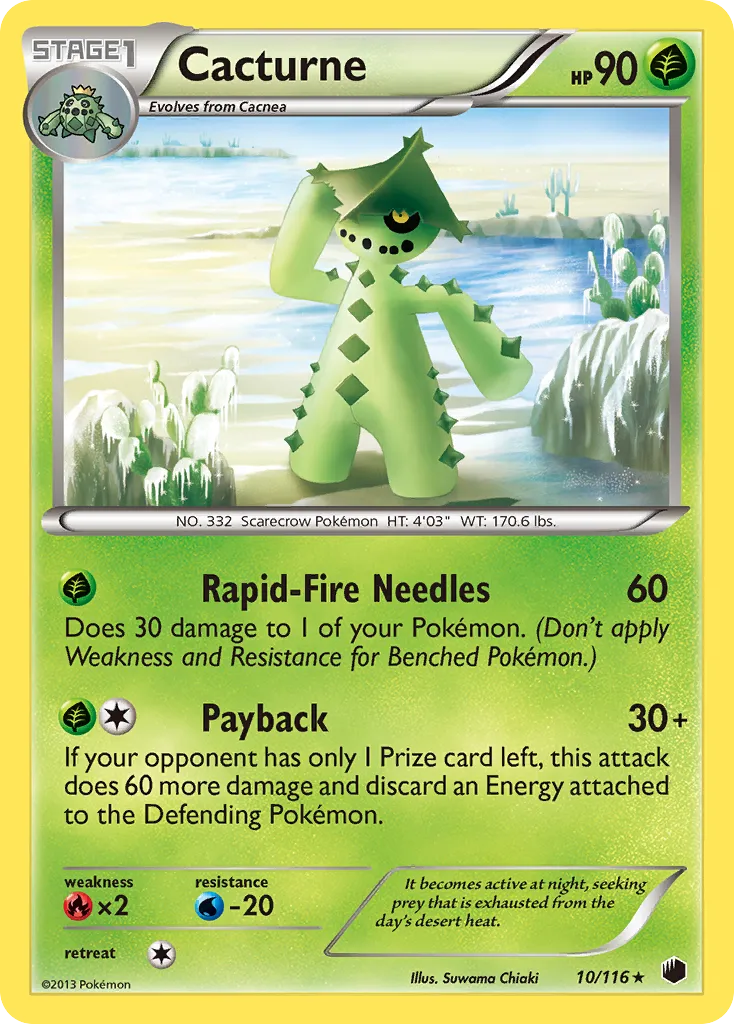 2013 Plasma Freeze Cacturne Rare #010/116 Rare card image