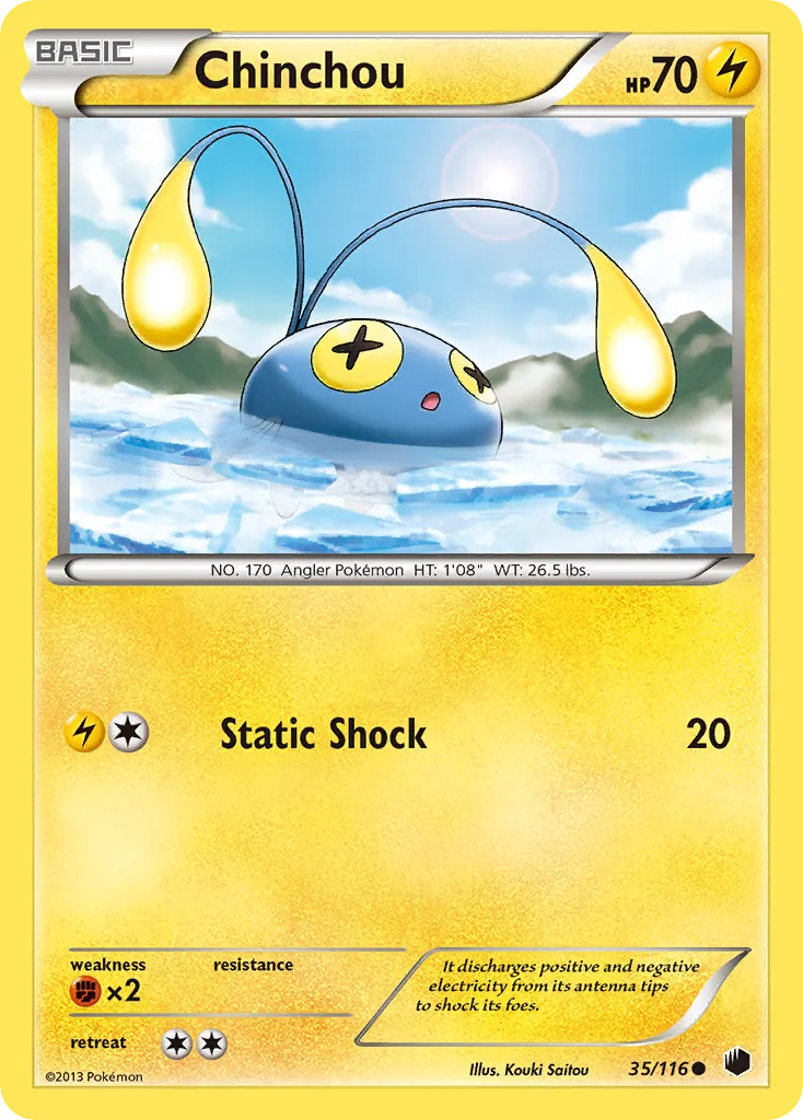 2013 Plasma Freeze Chinchou Common #035/116 Common card image