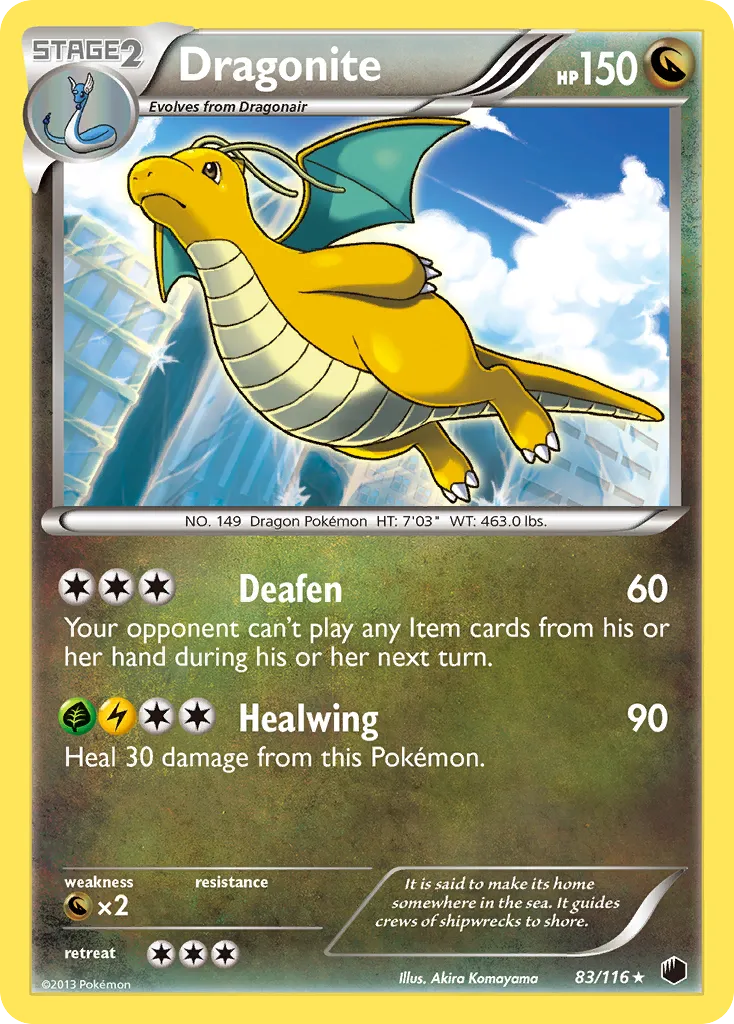 2013 Plasma Freeze Dragonite #083/116 Rare Holo card image