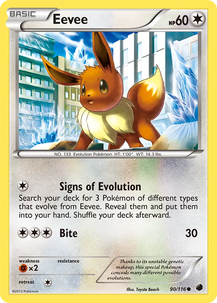 2013 Plasma Freeze Eevee #089/116 Common card image
