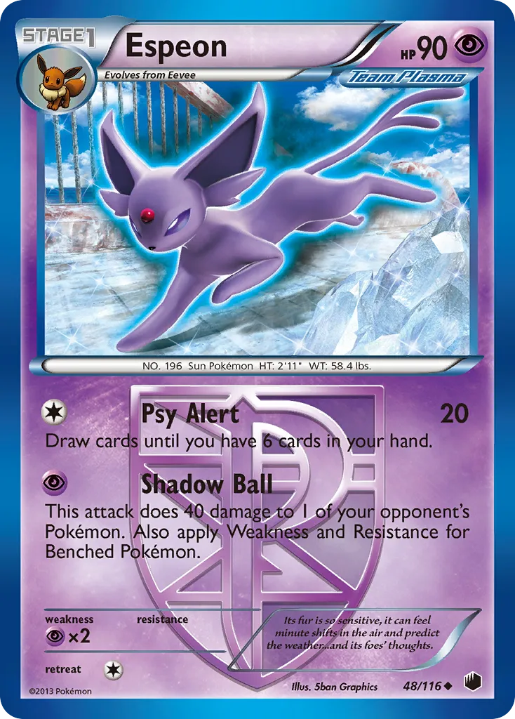 2013 Plasma Freeze Espeon Uncommon #048/116 Uncommon card image