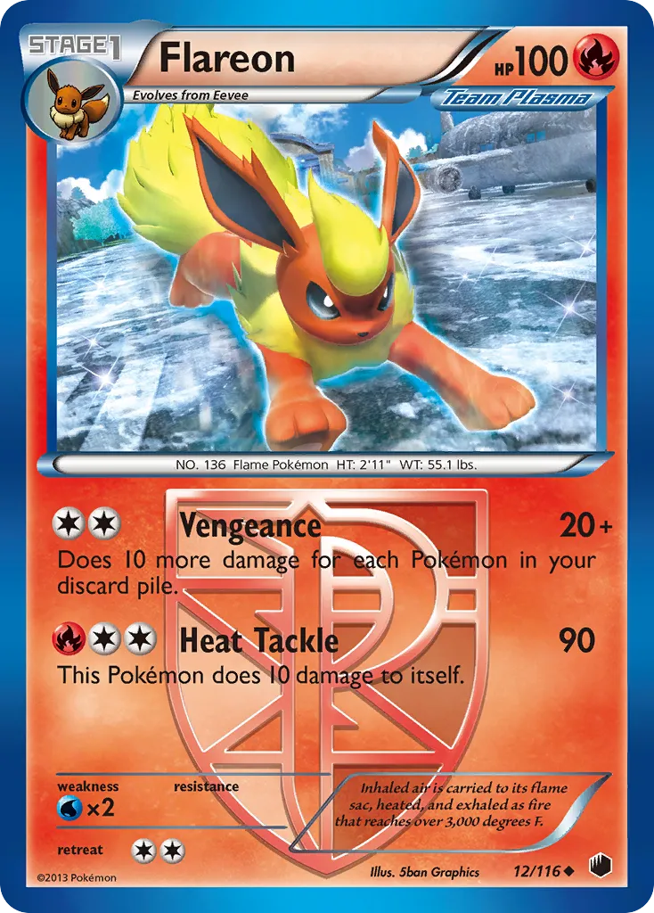 2013 Plasma Freeze Flareon #012/116 Uncommon card image