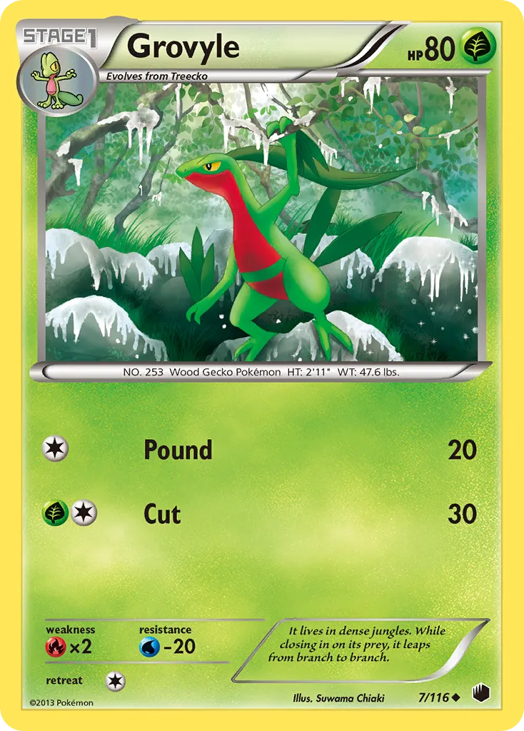 2013 Plasma Freeze Grovyle #007/116 Uncommon card image