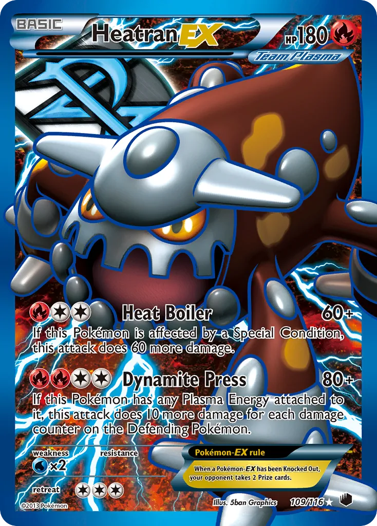 2013 Plasma Freeze Heatran-EX #013/116 Rare Holo EX card image